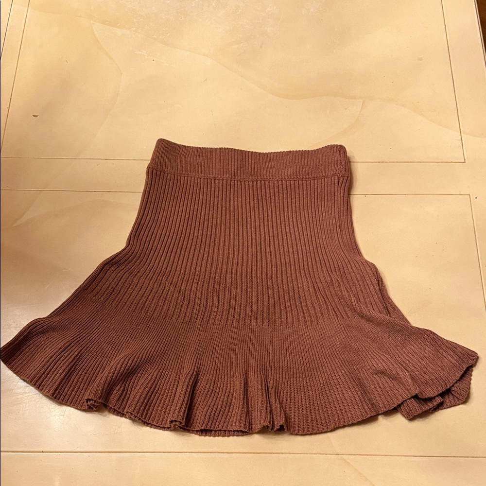 Free People Brown Ribbed Skater Skirt - COCA Heather